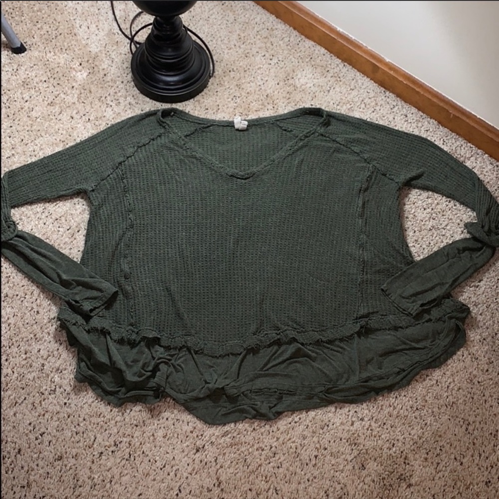 COPY - Long flowy olive free people top! Size small!